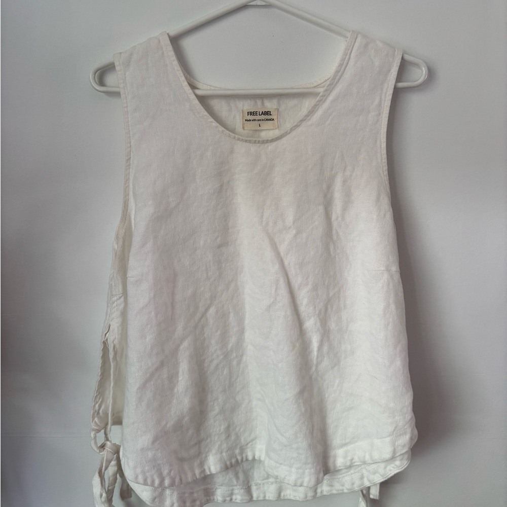 Elegant White Linen Tank Top - Picture 2 of 5